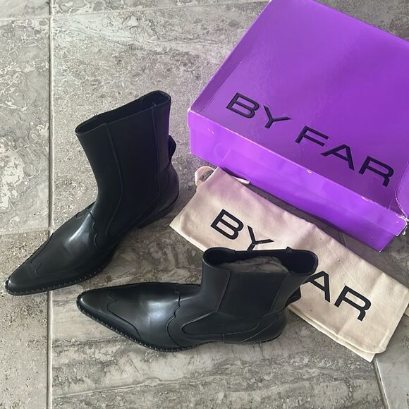 By Far Otis Chelsea Boots, Black Nappa Leather, New, Size 39 - Picture 6 of 14